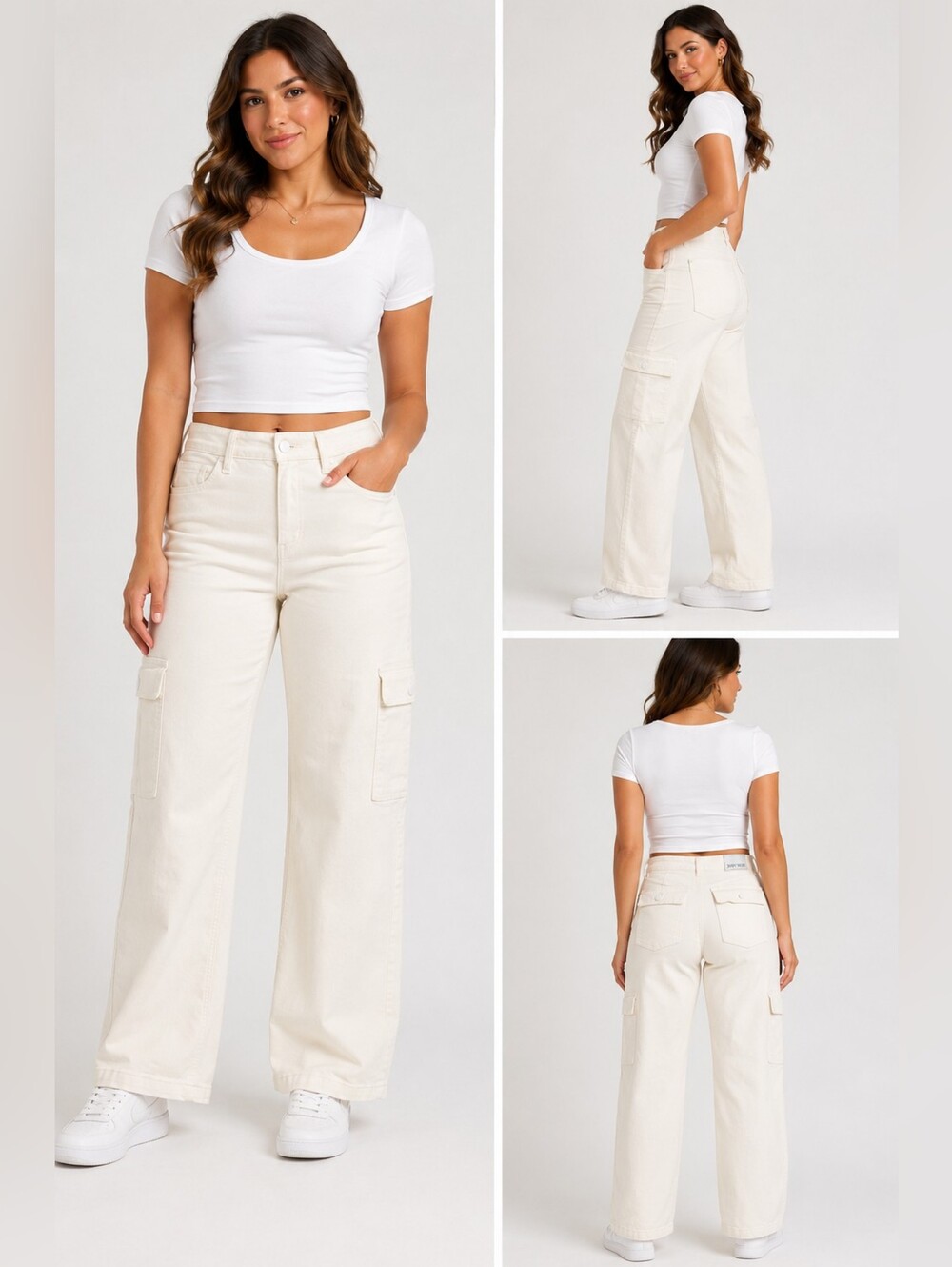 Judy Blue White Straight Cargo Jeans Size 5/27